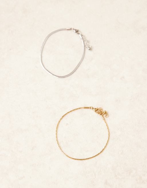 ASOS DESIGN - Lot de 2 bracelets à chaîne serpentine en acier inoxydable, 2 de 3