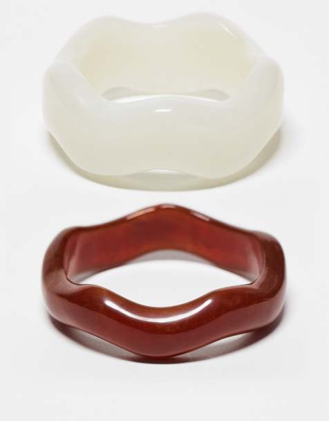ASOS DESIGN - Lot de 2 bracelets joncs ondulés en résine - view 1
