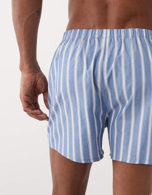 ASOS DESIGN - Lot de 2 caleçons en coton à rayures et carreaux - Noir et bleu, 5 de 5