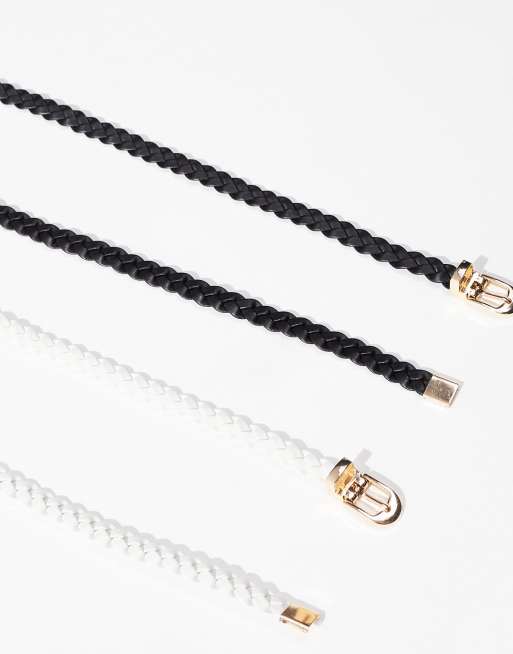 ASOS DESIGN - Lot de 2 ceintures fines effet tressé pour taille et hanches