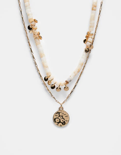 ASOS DESIGN - Lot de 2 colliers avec perles et disque - Doré - view 1