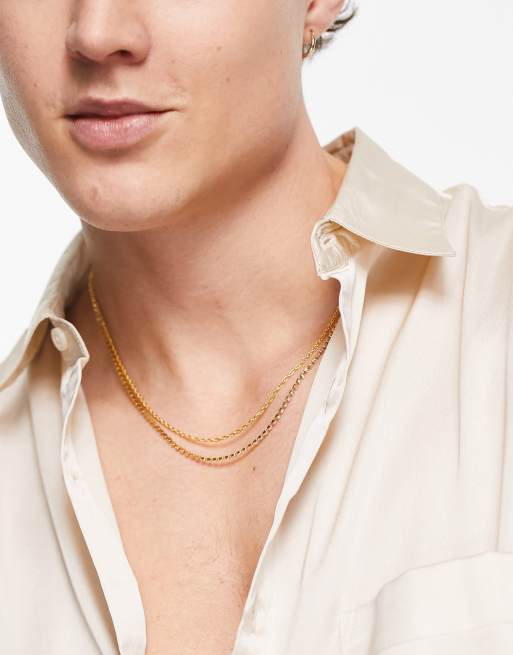 ASOS DESIGN - Lot de 2 colliers chaîne en plaqué or véritable à maillons sertis de cristaux , 3 de 4