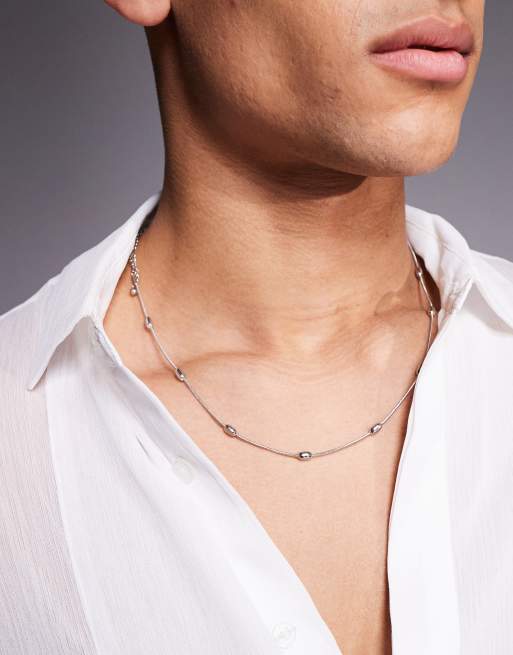 ASOS DESIGN - Lot de 2 colliers chaîne style pointillé en acier inoxydable résistant à l'eau - Argenté