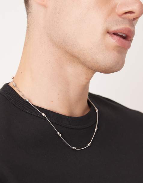 ASOS DESIGN - Lot de 2 colliers chaînes de festival en acier inoxydable étanche avec boules plates - Argenté - view 1