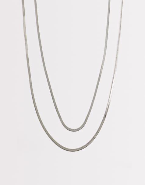 ASOS DESIGN - Lot de 2 colliers longs à chaîne serpent - Argenté - view 1