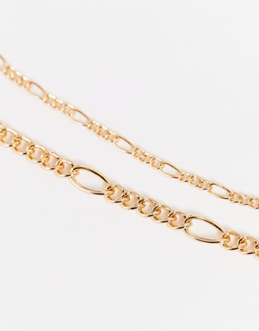 ASOS DESIGN - Lot de 2 colliers multi-rangs avec médaillon à motif souverain - Doré, 3 de 4
