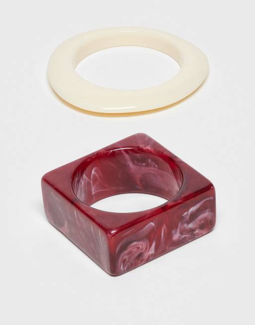 ASOS DESIGN - Lot de 2 joncs en résine de formes variées - Multicolore