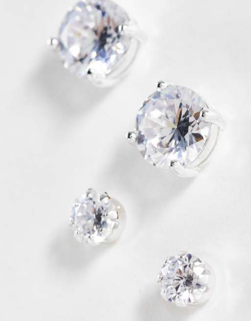 ASOS DESIGN - Lot de 2 paires de boucles d'oreilles ornées de cristaux - Argenté   , 4 de 4