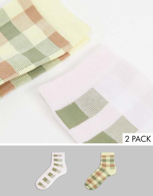 ASOS DESIGN - Lot de 2 paires de chaussettes à carreaux