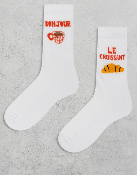 ASOS DESIGN - Lot de 2 paires de chaussettes à motif graphique - Blanc - view 1