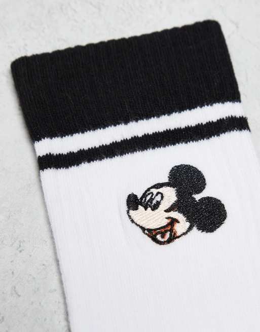 ASOS DESIGN - Lot de 2 paires de chaussettes à motif Mickey Mouse et rayures - Noir et blanc, 3 de 3