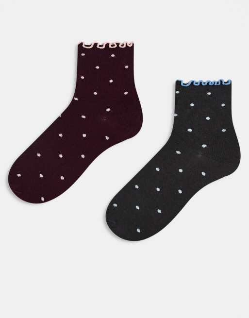 ASOS DESIGN - Lot de 2 paires de chaussettes à petits pois - Multicolore