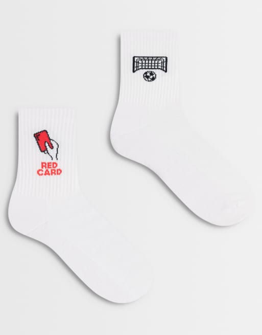 ASOS DESIGN - Lot de 2 paires de chaussettes avec motif football - Multicolore
