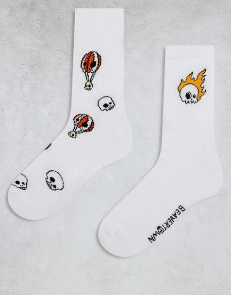 ASOS DESIGN - Lot de 2 paires de chaussettes avec motif graphique - Blanc - view 1