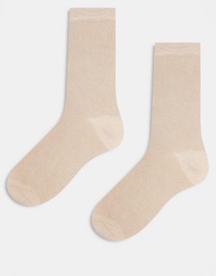ASOS DESIGN - Lot de 2 paires de chaussettes élégantes en modal - Taupe-Neutre