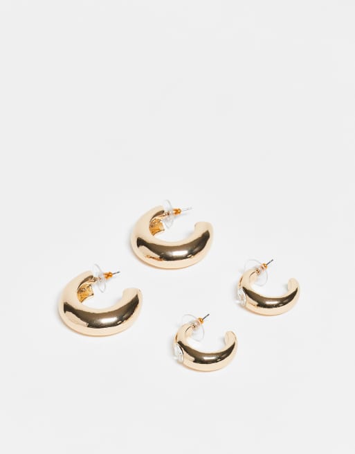 ASOS DESIGN - Lot de 2 paires de créoles épaisses - Doré