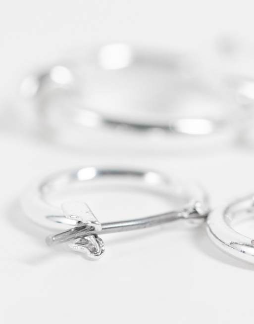 ASOS DESIGN - Lot de 2 paires de créoles et de boucles d'oreilles avec boule en plaqué argent véritable, 4 de 4