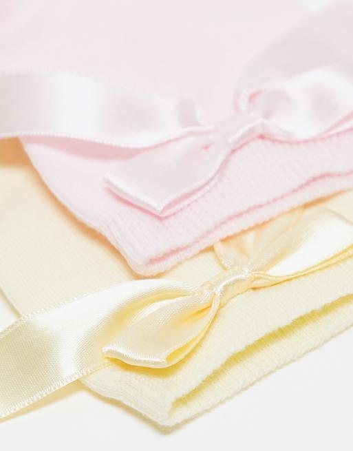 ASOS DESIGN - Lot de 2 paires de socquettes à détail nœud - Jaune/rose, 2 de 4