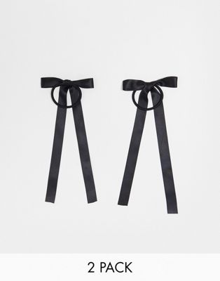 ASOS DESIGN pack of 2 hairbands with bow detail in black satin - ASOS Price Checker