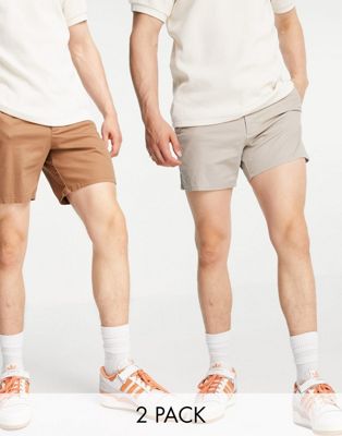  Lot de 2 shorts chino multilongueur - Marron et beige - Économie