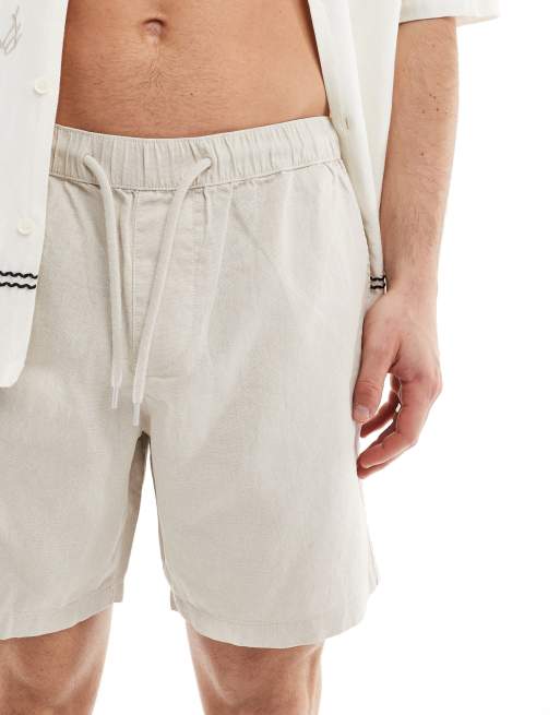 ASOS DESIGN - Lot de 2 shorts slim en lin - Noir/taupe, 3 de 5