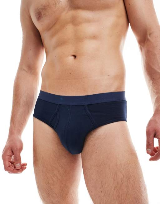 ASOS DESIGN - Lot de 2 slips - Bleu marine et blanc, 4 de 4