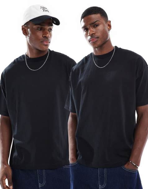ASOS DESIGN - Lot de 2 t-shirts basiques oversize - Noir - view 1