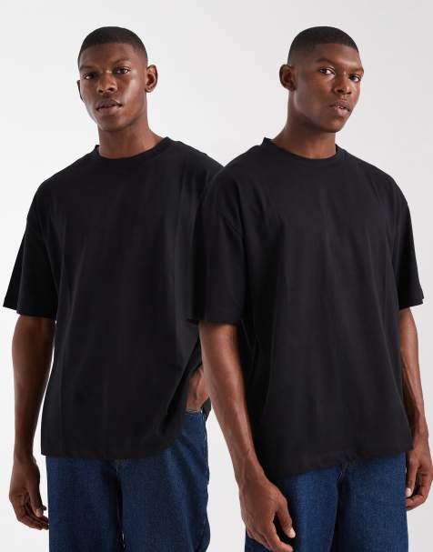 ASOS DESIGN - Lot de 2 t-shirts basiques oversize - Noir - view 1