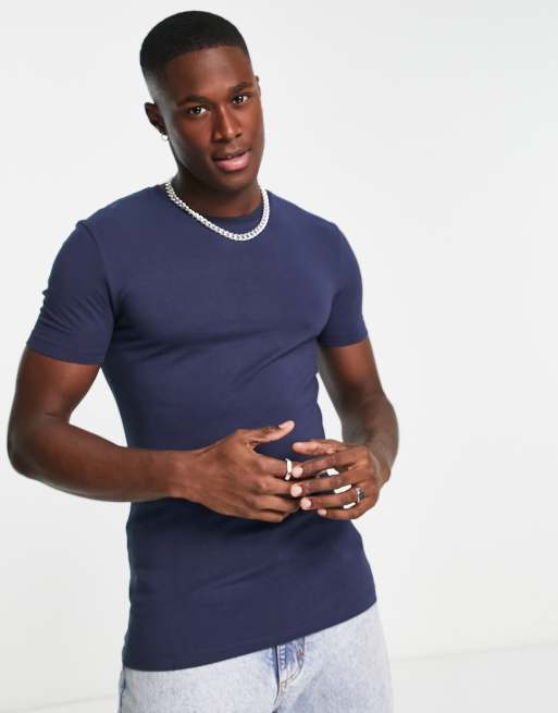 ASOS DESIGN - Lot de 2 t-shirts moulants - Bleu marine et crème, 2 de 4