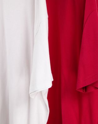 Nouveau Lot de 2 t-shirts oversize en tissu biologique mélangé - Multicolore