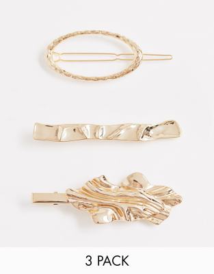 Avec Cheveux DesignLot Variés Doré De 3 Barrettes À Modèles Asos ZOiuTXPk