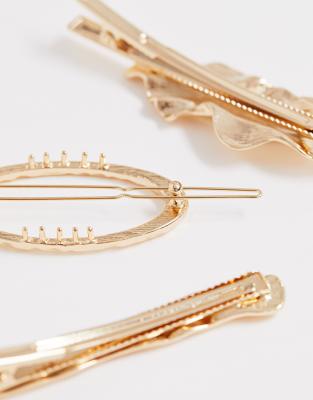 Avec Cheveux DesignLot Variés Doré De 3 Barrettes À Modèles Asos ZOiuTXPk