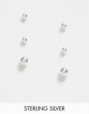 ASOS DESIGN pack of 3 sterling silver graduated stud earrings - ASOS Price Checker