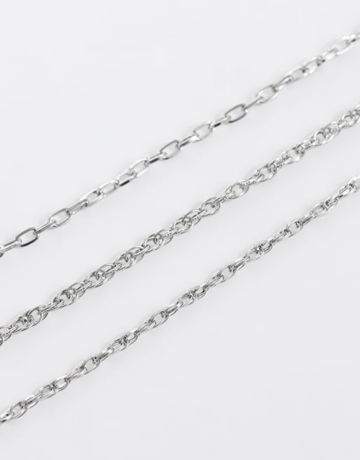 ASOS DESIGN lot de 3 bracelets chaîne assortis argent, 2 de 3