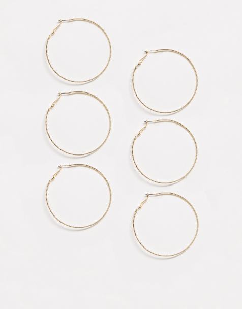ASOS DESIGN - Lot de 3 créoles fines à facettes et fini scintillant - Doré