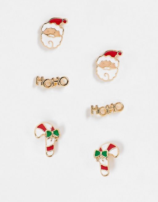 ASOS DESIGN - Boucles d'oreilles de Noël avec pendant à inscription Fa la  la la - Doré