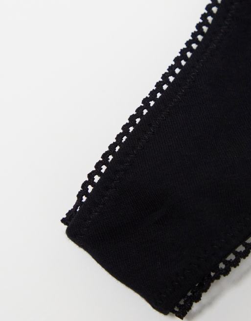 ASOS DESIGN - Lot de 3 strings en coton échancrés effet plongeant sur le devant - Noir, 4 de 4