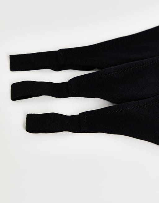 ASOS DESIGN - Lot de 3 strings tanga basiques en coton - Noir, 2 de 4