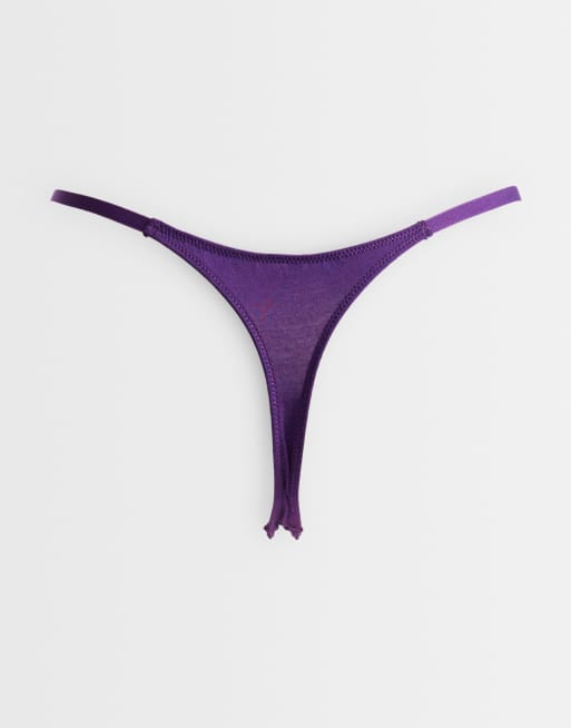 ASOS DESIGN lot de 3 tangas Sabrina Halloween brodés en berry et violet, 3 de 3