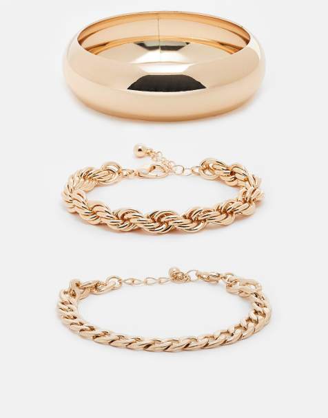 ASOS DESIGN - Lot de 3 bracelets à maillons variés - Doré - view 1