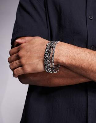 ASOS DESIGN - Lot de 3 bracelets chaîne à maillons variés - Argenté