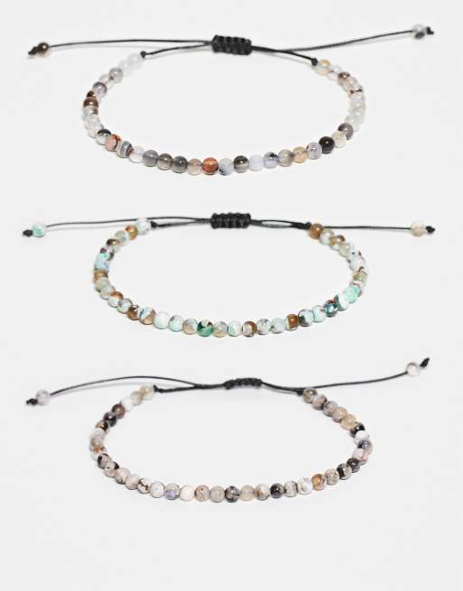 ASOS DESIGN - Lot de 3 bracelets de festival coulissants en perles - Multicolore 