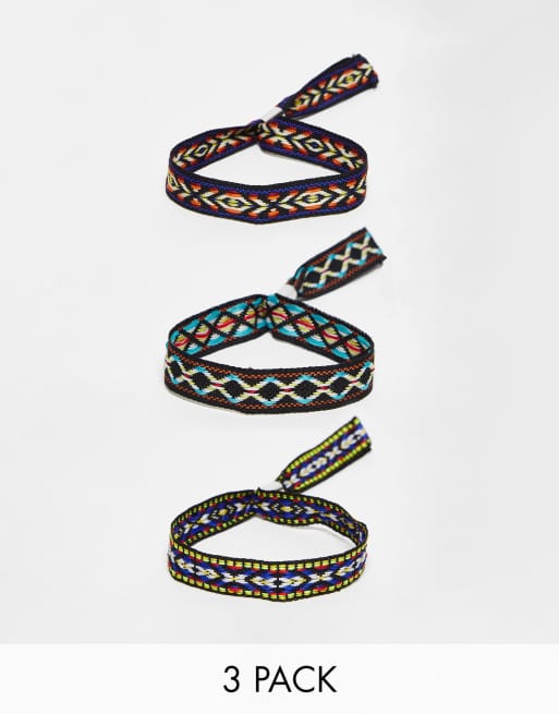 ASOS DESIGN - Lot de 3 bracelets en corde avec motif aztèque - Multicolore   
