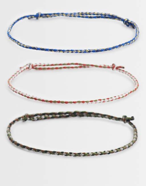 ASOS DESIGN - Lot de 3 bracelets en cordon coulissant - Multicolore
