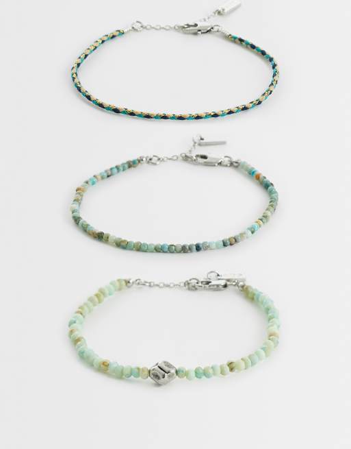 ASOS DESIGN - Lot de 3 bracelets fins en corde et perles - Multicolore