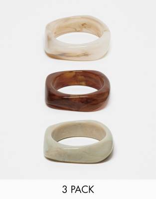 ASOS DESIGN - Lot de 3 bracelets jonc en résine résistante - Neutre