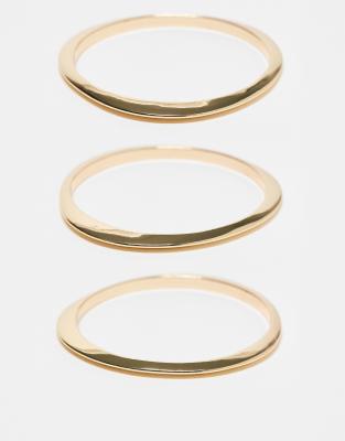 ASOS DESIGN - Lot de 3 bracelets joncs épurés - Doré