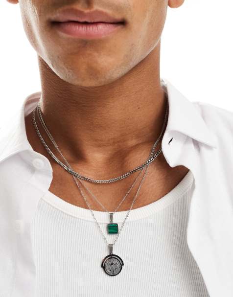 ASOS DESIGN - Lot de 3 colliers de festival en acier inoxydable étanche avec pendentif mobile - Argenté - view 1