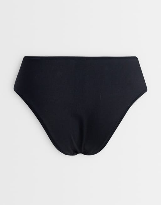 ASOS DESIGN - Lot de 3 culottes brésiliennes moyennement couvrantes en coton - Noir, 3 de 3