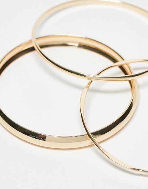 ASOS DESIGN - Lot de 3 joncs à détails fins variés et épurés - Doré, 2 de 4